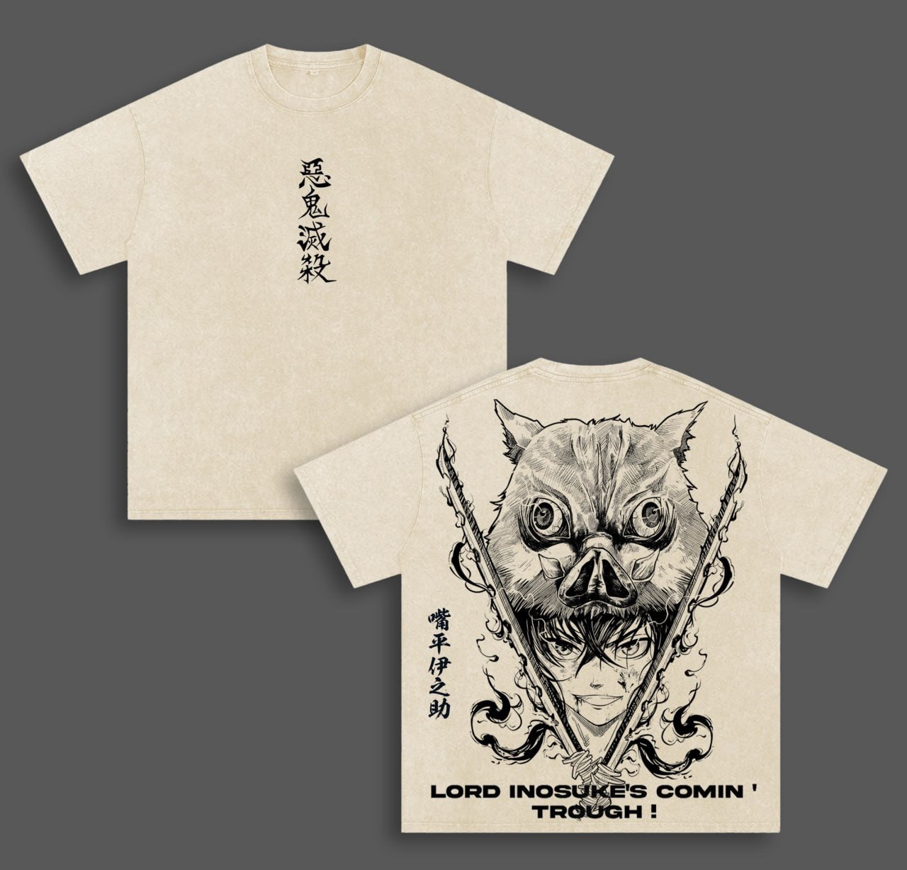 Inosuke ,Demon Slayer Anime Washed T-shirt/Crewneck/Hoodie