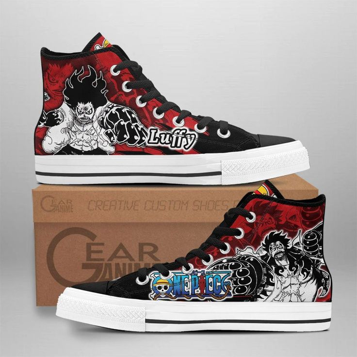 Luffy Gear 5 Nika Red Canvas High Top Shoes