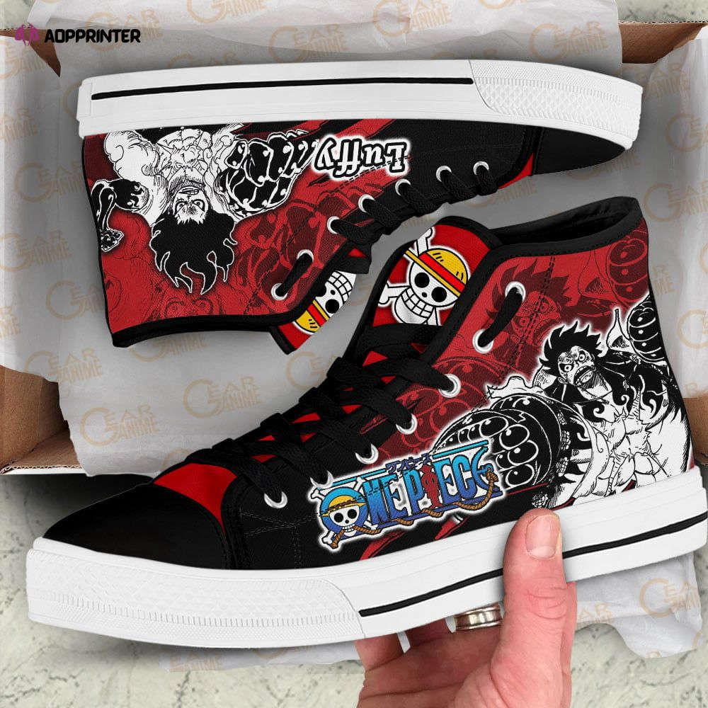 Luffy Gear 5 Nika Red Canvas High Top Shoes