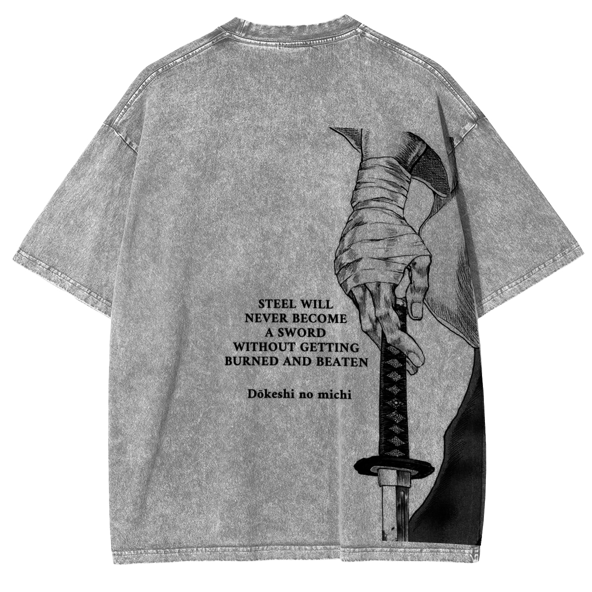  "Vagabond Musashi Miyamoto Black" Washed Oversized T-Shirt