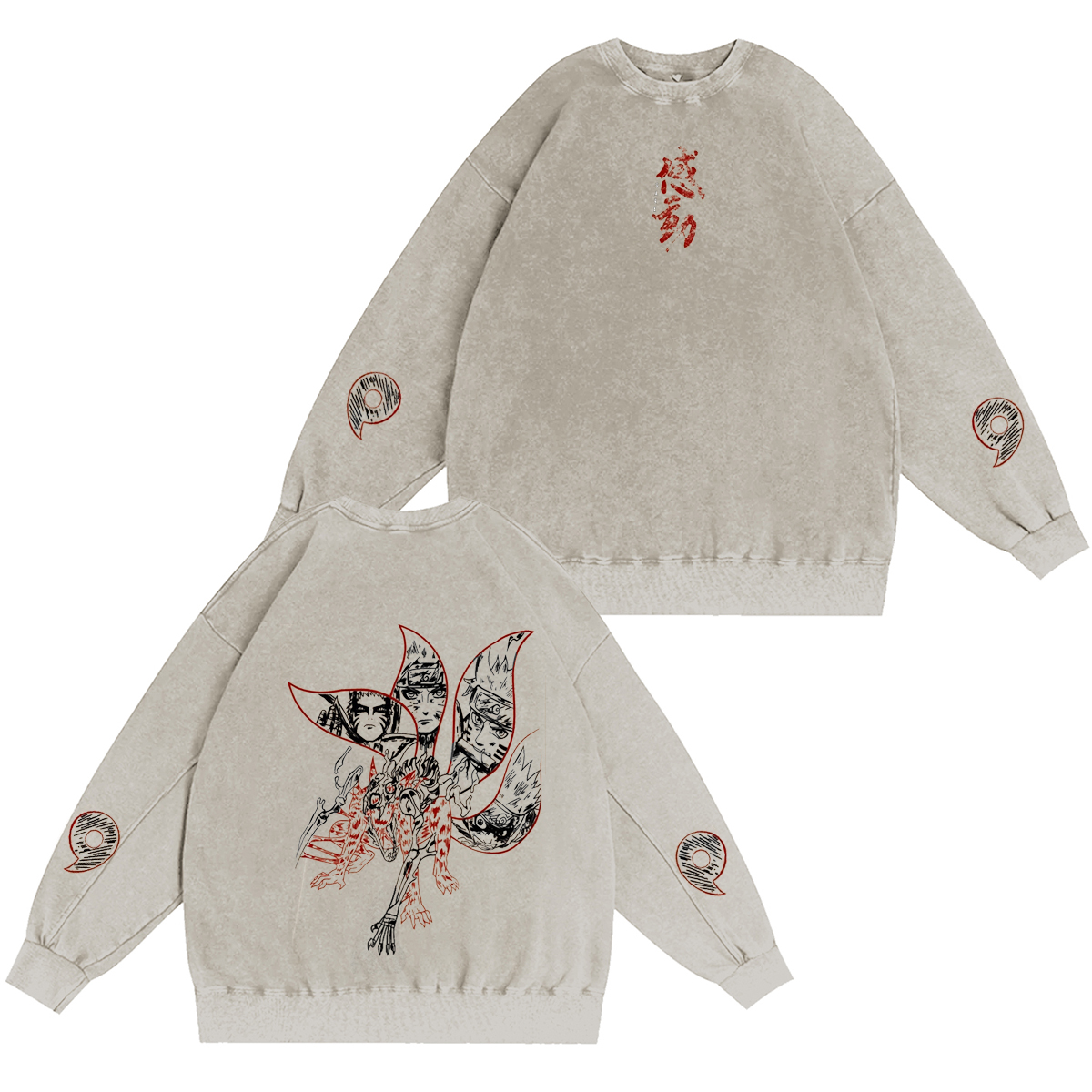 Naruto Kurama’s rage, Naruto’s spirit Vintage Washed T-shirt/Crewneck/Hoodie