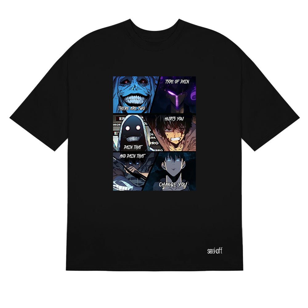 Solo Leveling Pain and Change T-Shirt - Emotional Anime Graphic Design