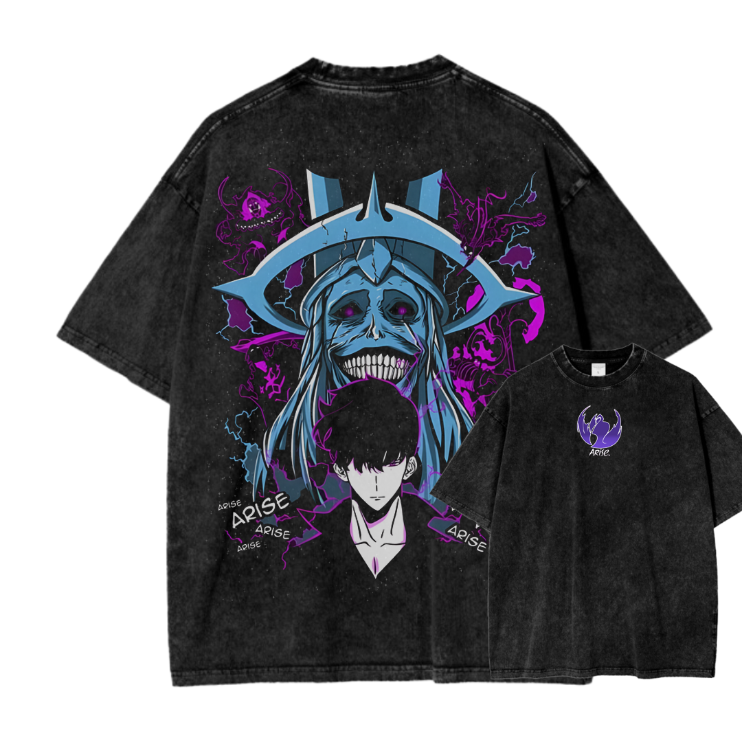 Solo-Leveling Ahjin Guild Steeetwear Washed T-Shirt