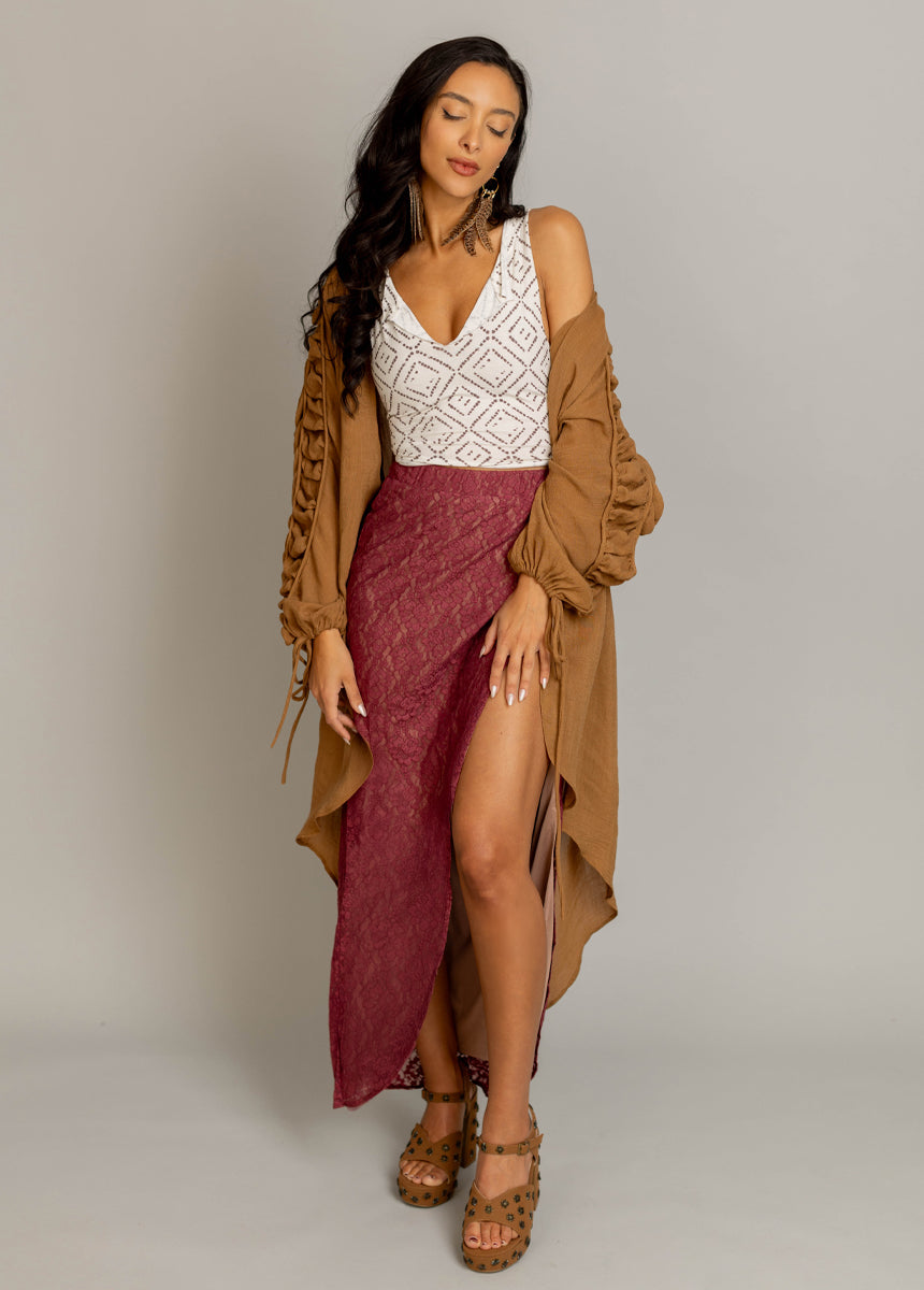 Anita Skirt in Deep Rose-My Prom Time