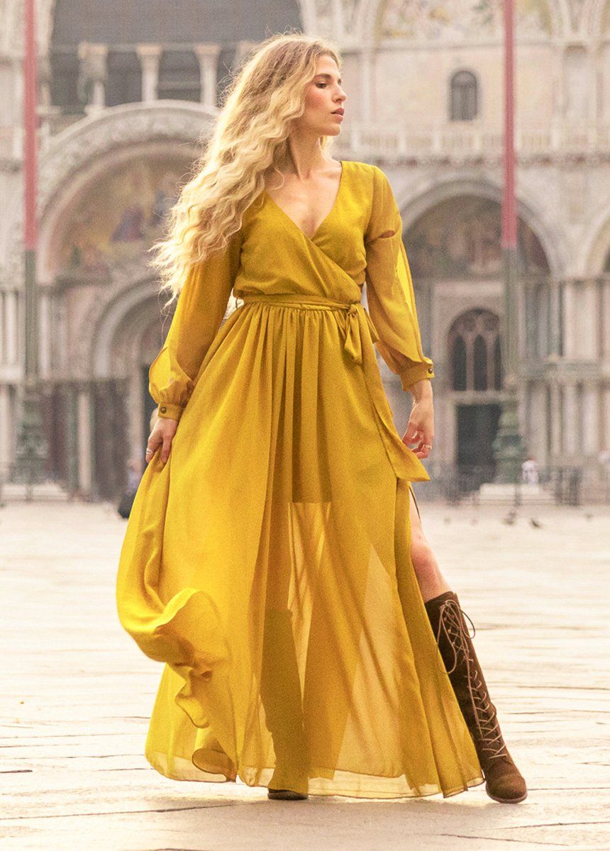 Aniya Dress in Mustard-My Prom Time