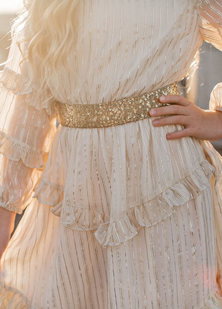 Molly Sequin Belt in Gold-My Prom Time
