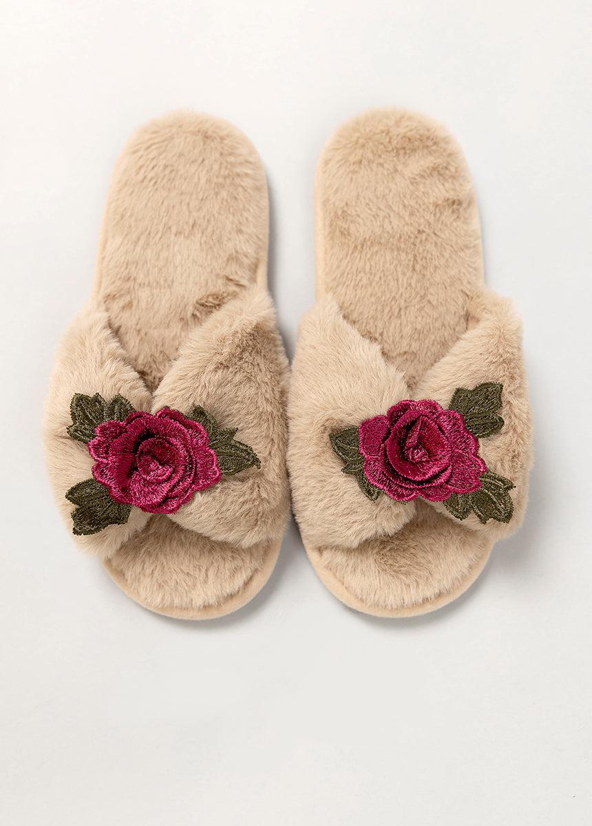 Women's Fiona Slipper in Beige-My Prom Time