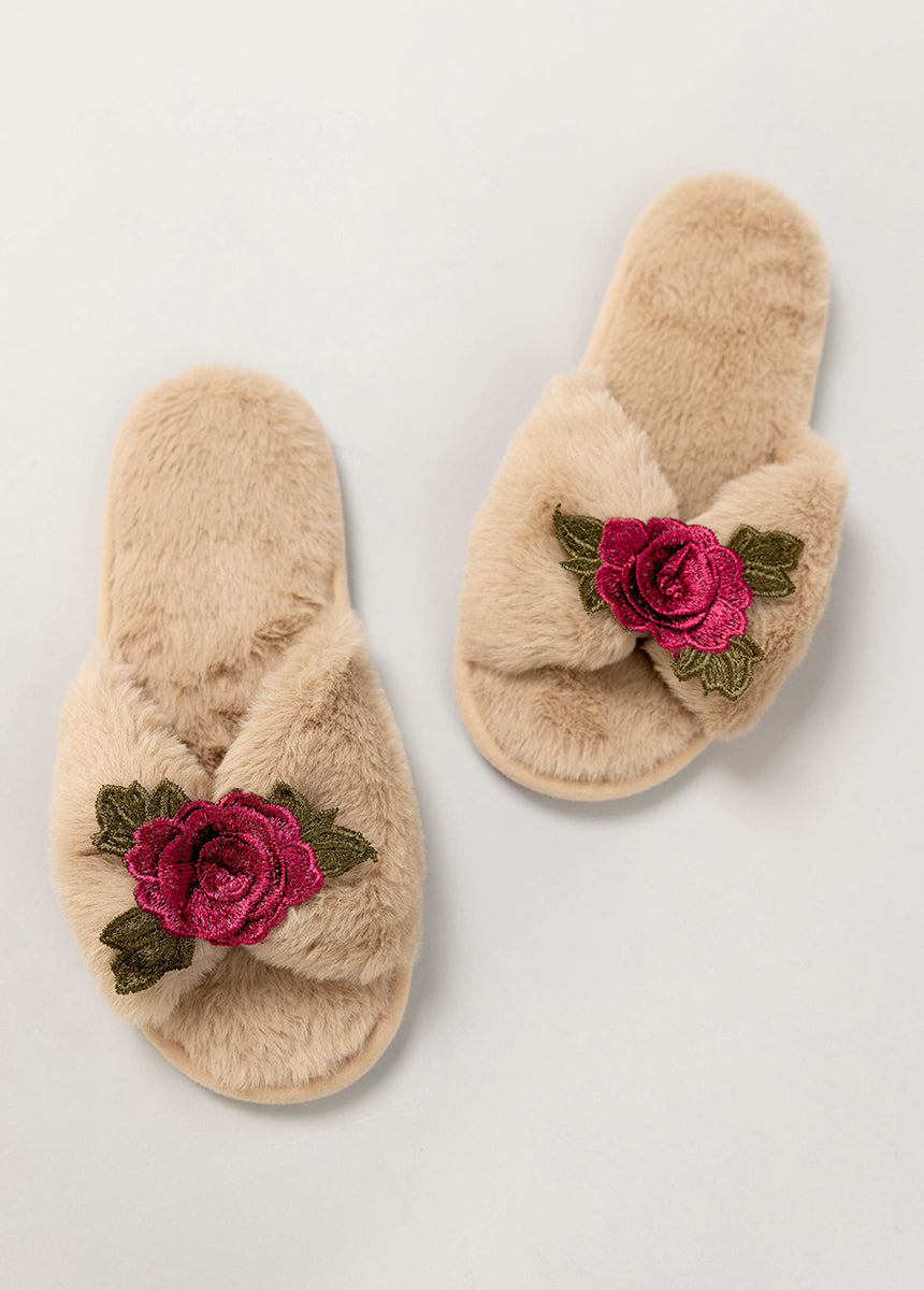 Women's Fiona Slipper in Beige-My Prom Time