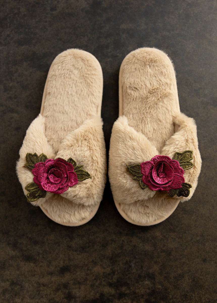 Women's Fiona Slipper in Beige-My Prom Time