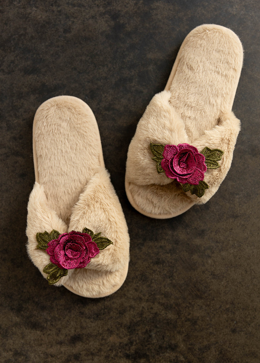 Women's Fiona Slipper in Beige-My Prom Time