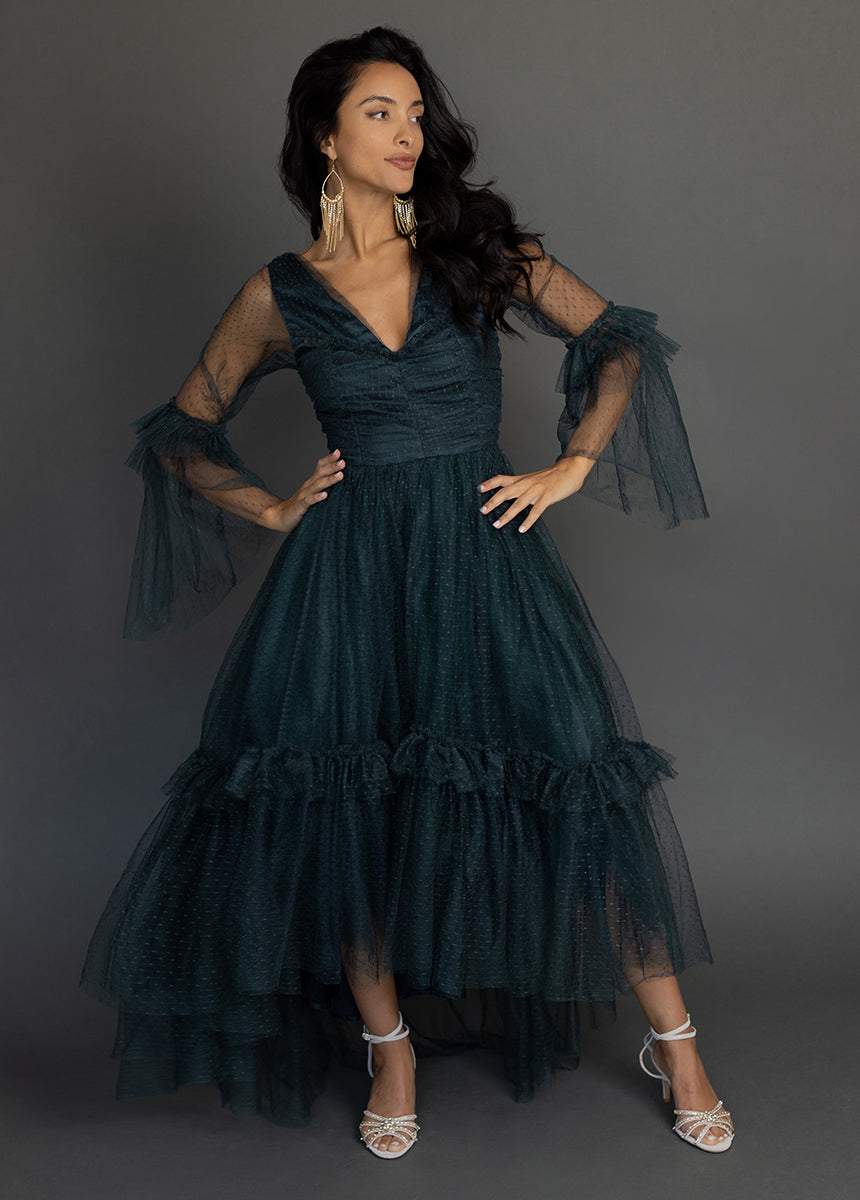 Haisley Impact Dress in Deep Spruce-My Prom Time