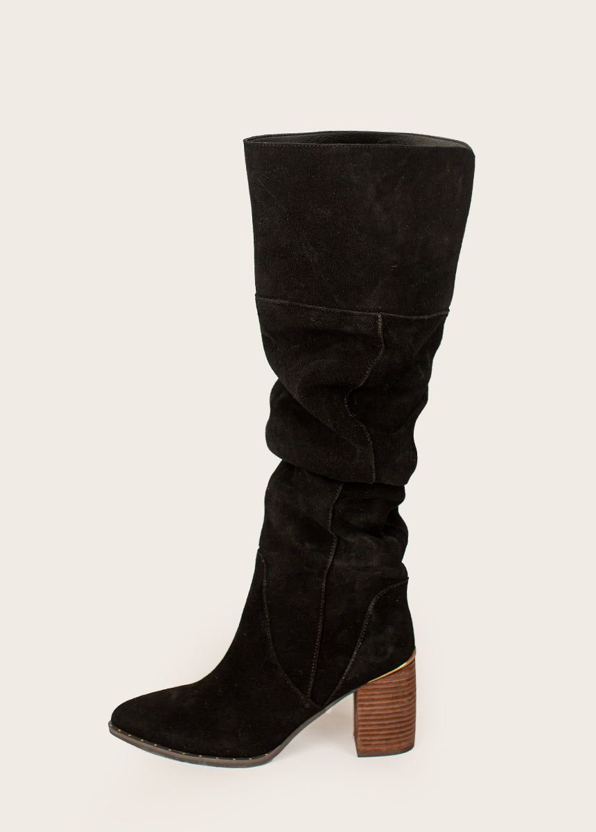 Nyra Slouch Boot in Washed Black-My Prom Time