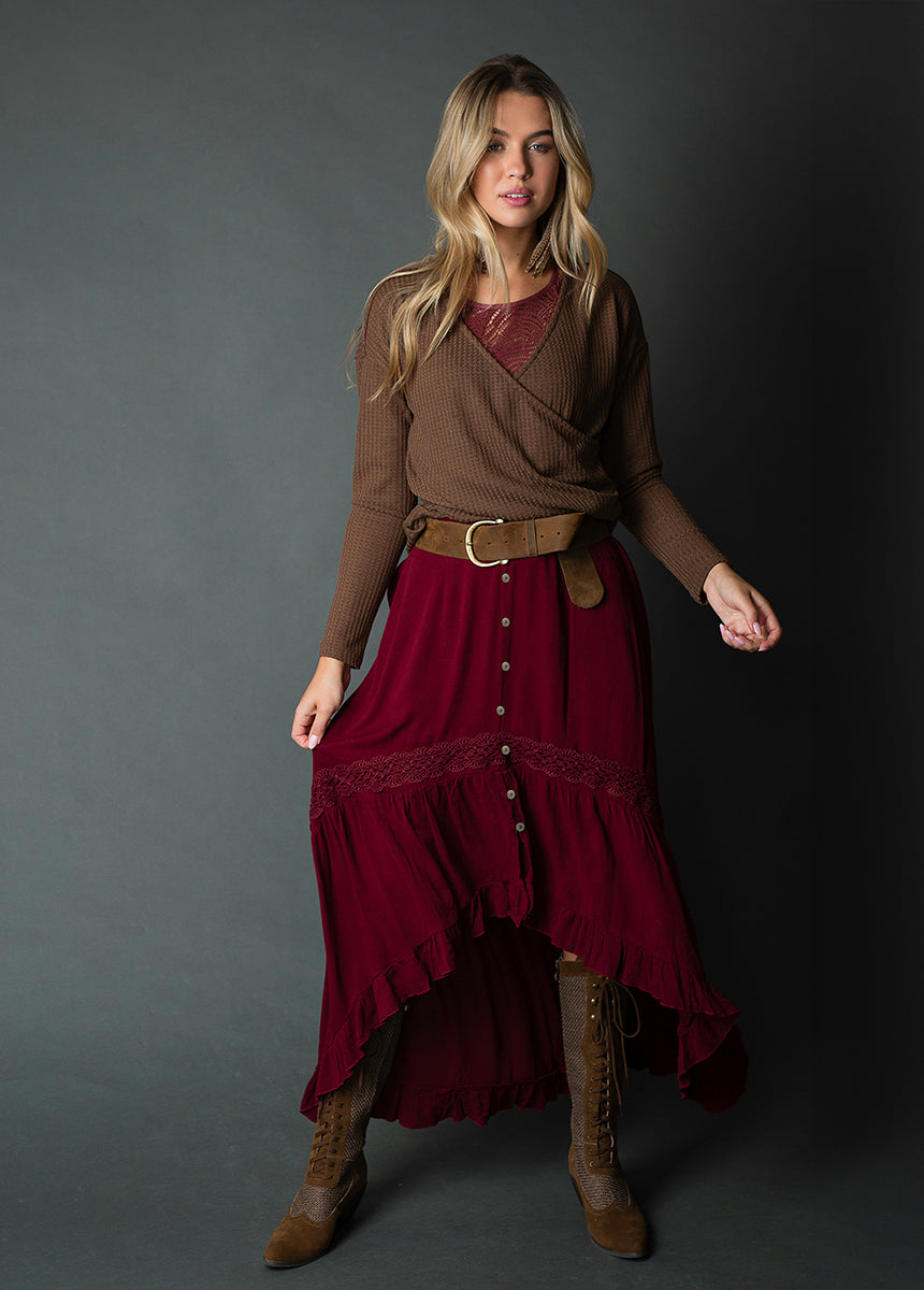 Alizah Skirt in Oxblood-My Prom Time
