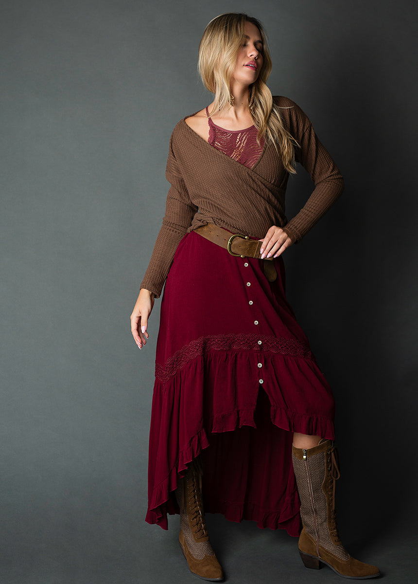 Alizah Skirt in Oxblood-My Prom Time