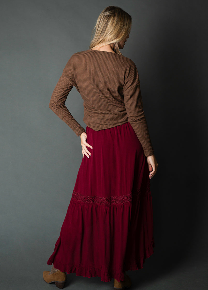 Alizah Skirt in Oxblood-My Prom Time