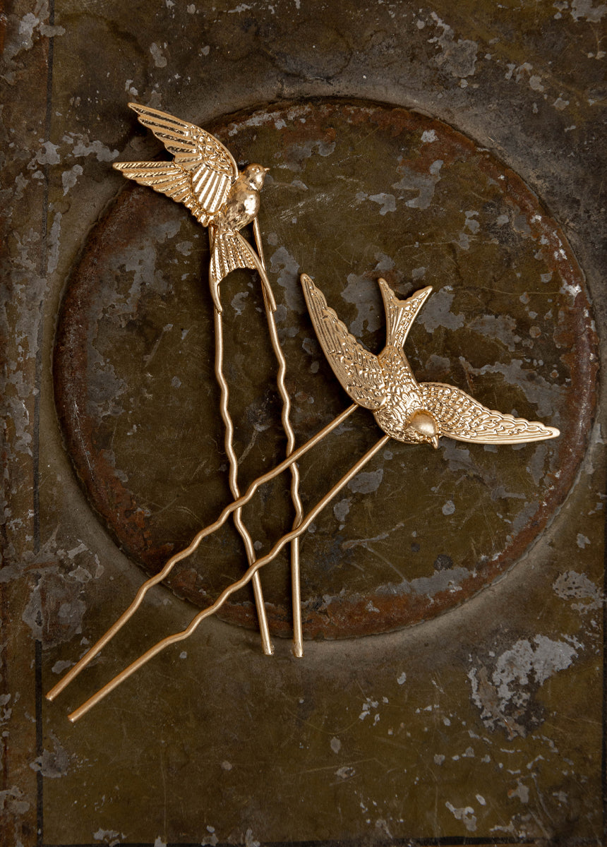 Sparrow Pins in Sand Gold-My Prom Time