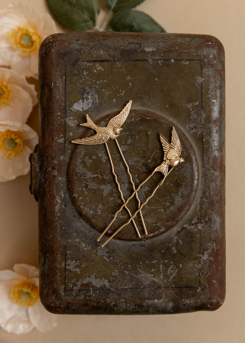 Sparrow Pins in Sand Gold-My Prom Time