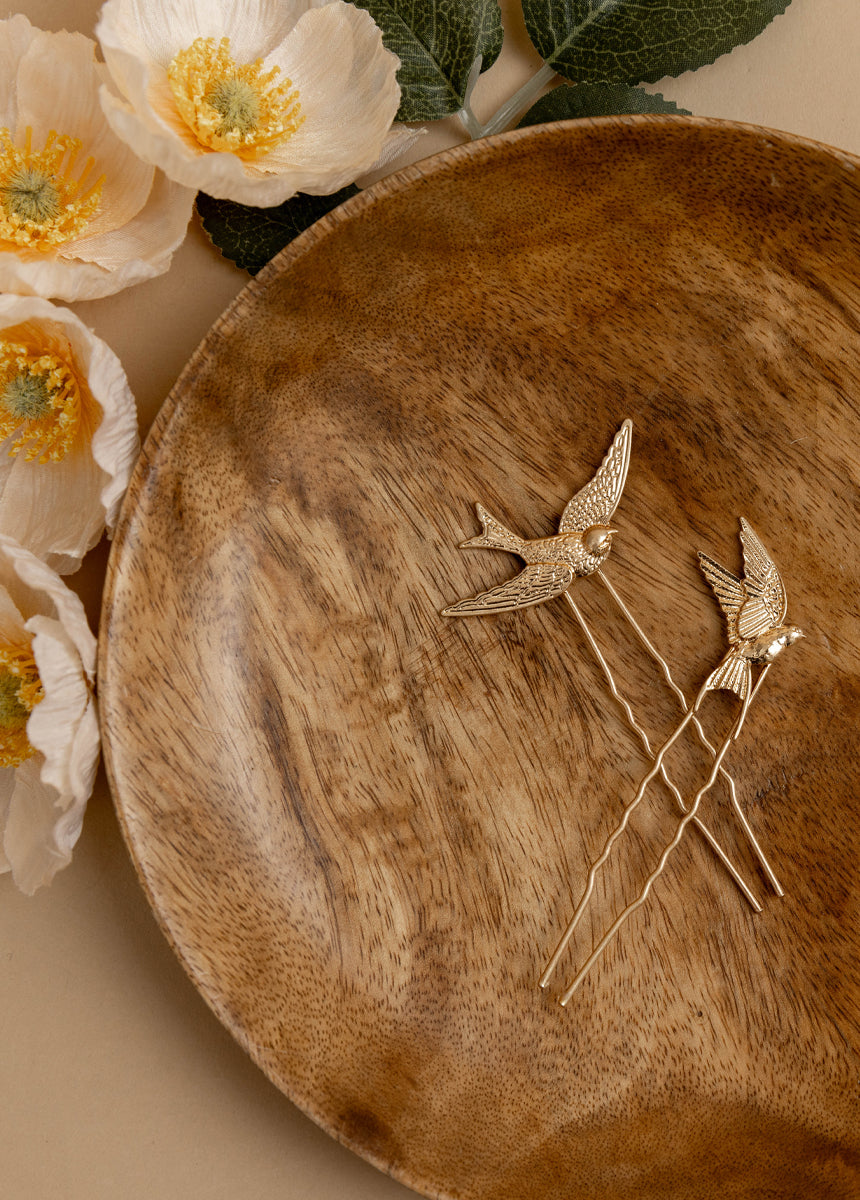 Sparrow Pins in Sand Gold-My Prom Time