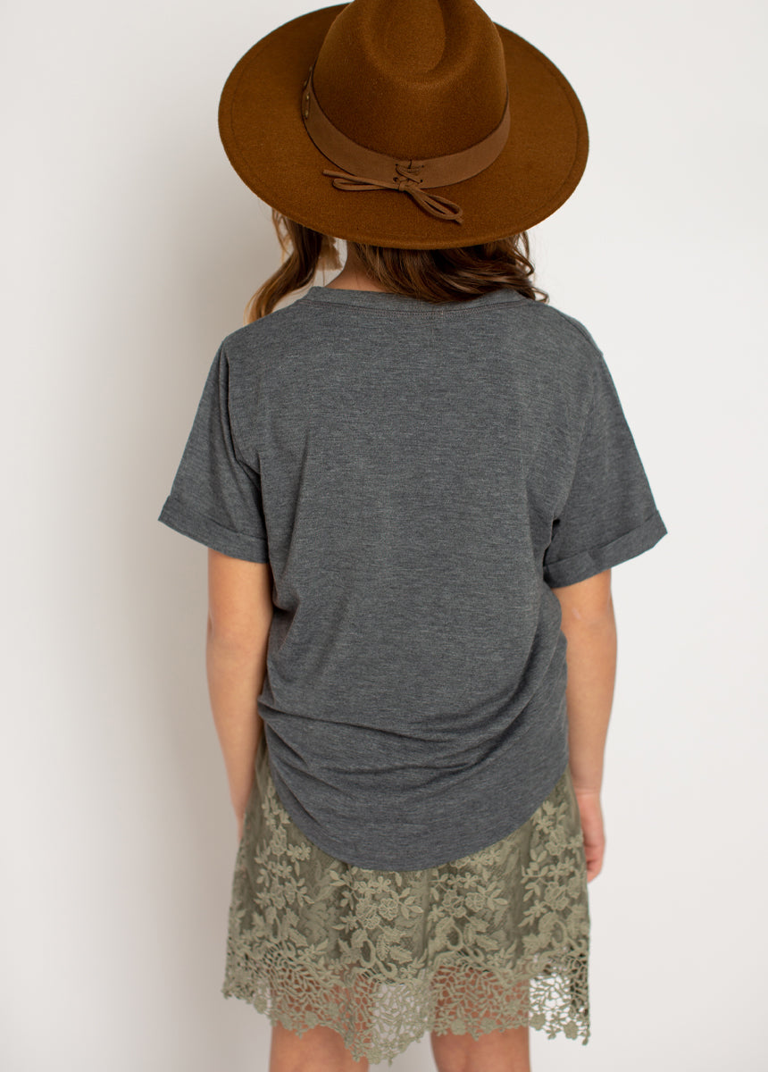 Don't Stop Believing Tee in Heather Slate-My Prom Time