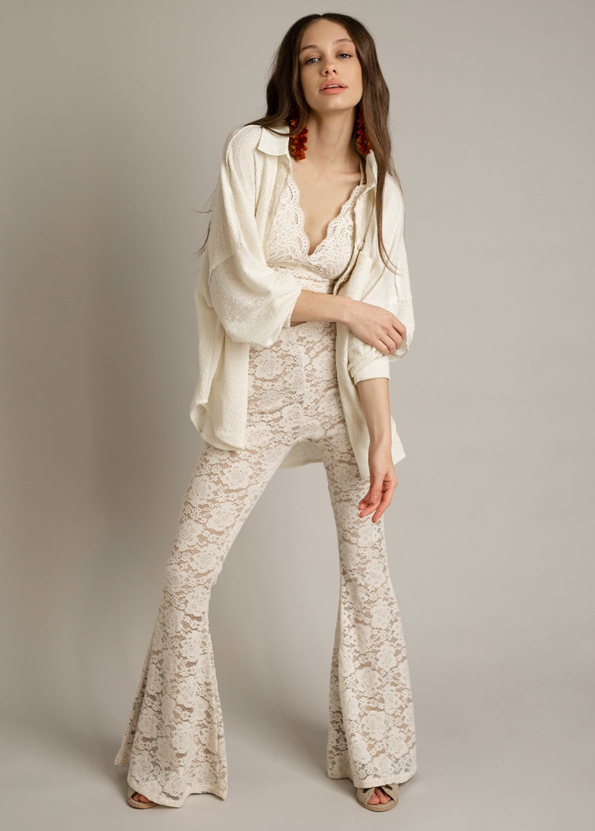 Abril Pant in Cream-My Prom Time