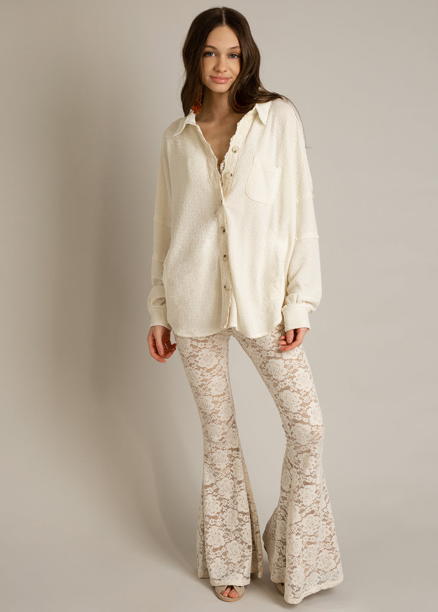 Abril Pant in Cream-My Prom Time