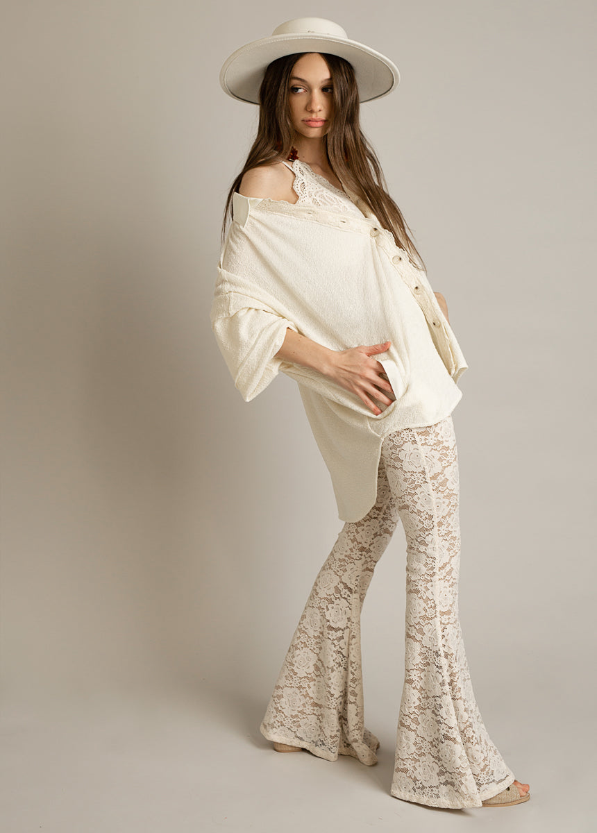 Abril Pant in Cream-My Prom Time