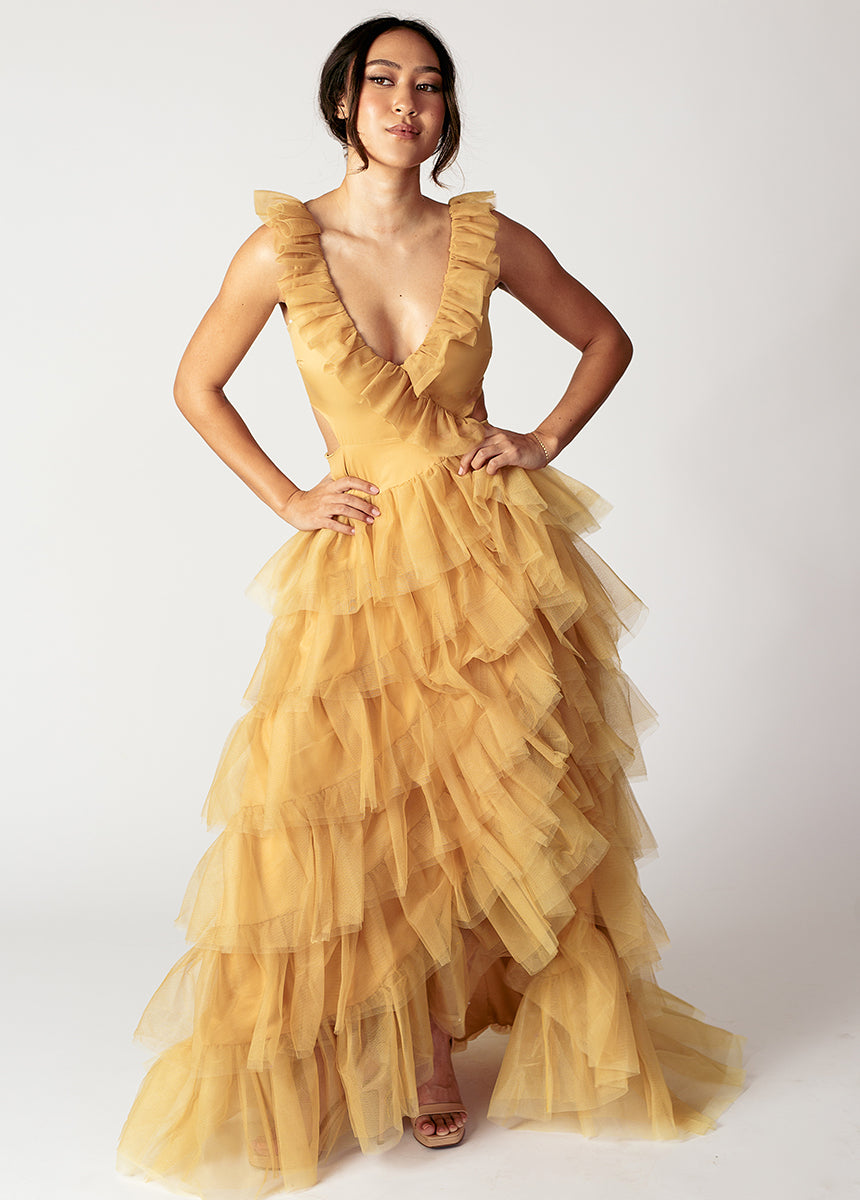 Adrienne Impact Dress in Butterscotch-My Prom Time