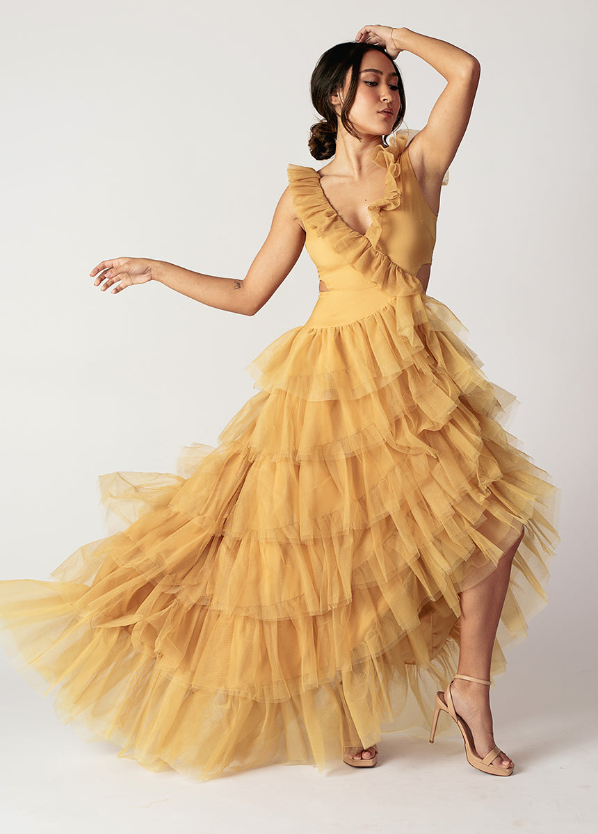 Adrienne Impact Dress in Butterscotch-My Prom Time