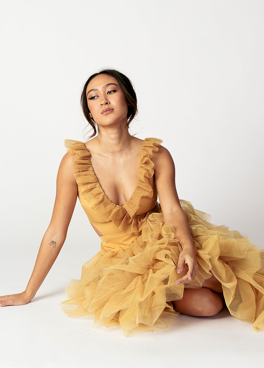 Adrienne Impact Dress in Butterscotch-My Prom Time