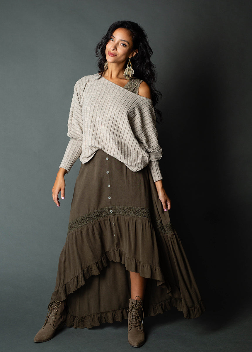Alizah Skirt in Deep Olive-My Prom Time