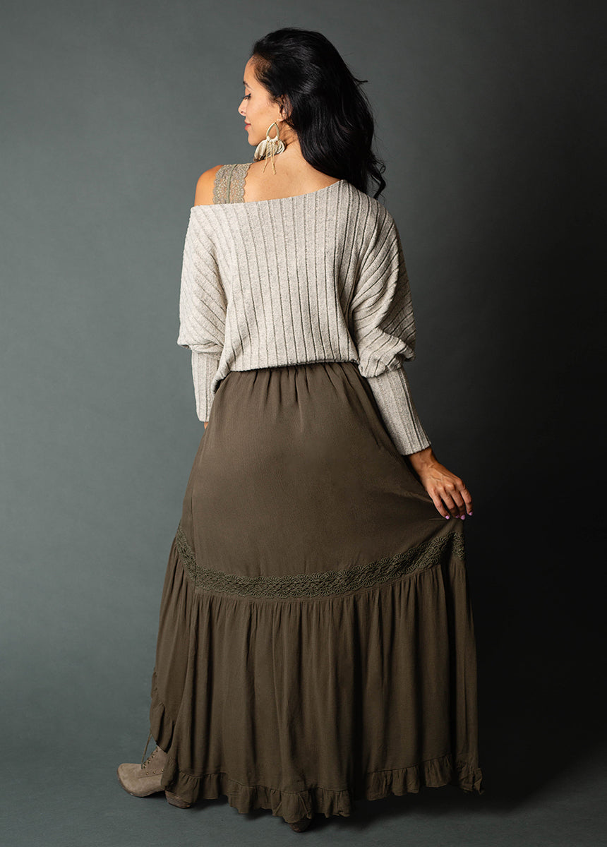 Alizah Skirt in Deep Olive-My Prom Time