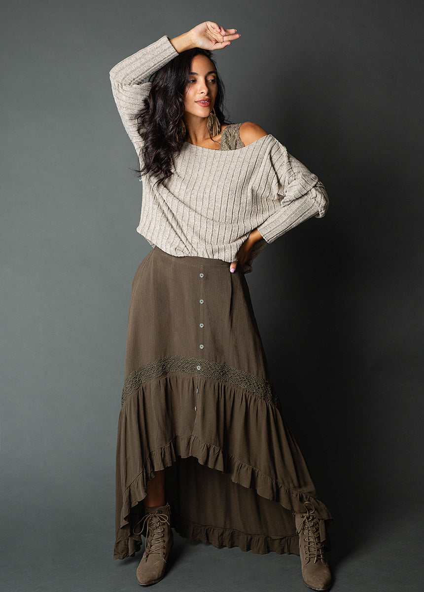 Alizah Skirt in Deep Olive-My Prom Time