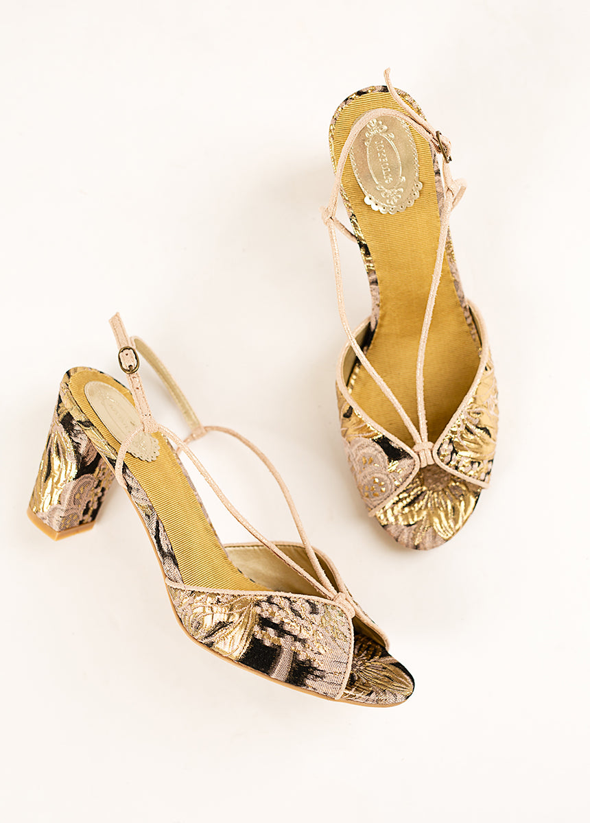 Amore Heel in Black Floral-My Prom Time