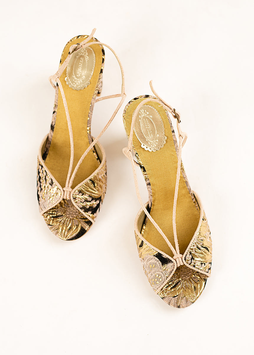 Amore Heel in Black Floral-My Prom Time