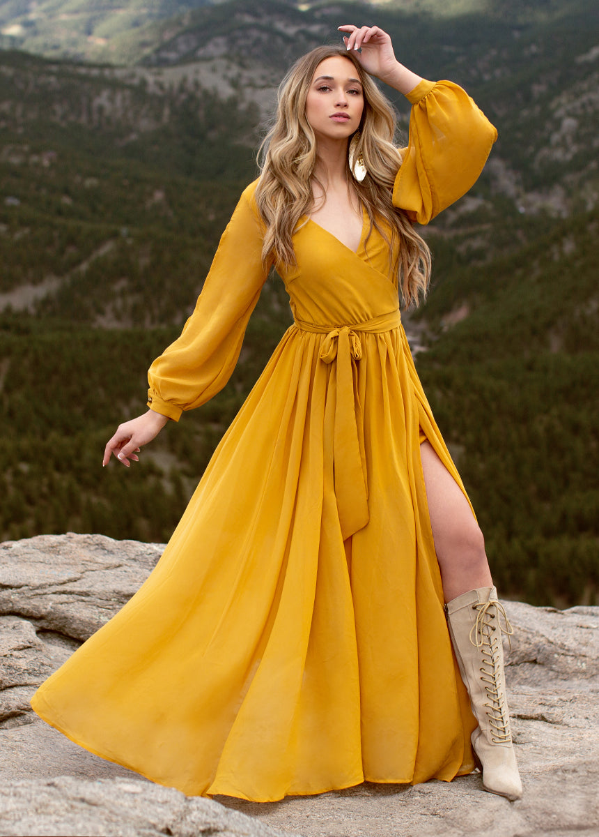 Aniya Dress in Mustard-My Prom Time
