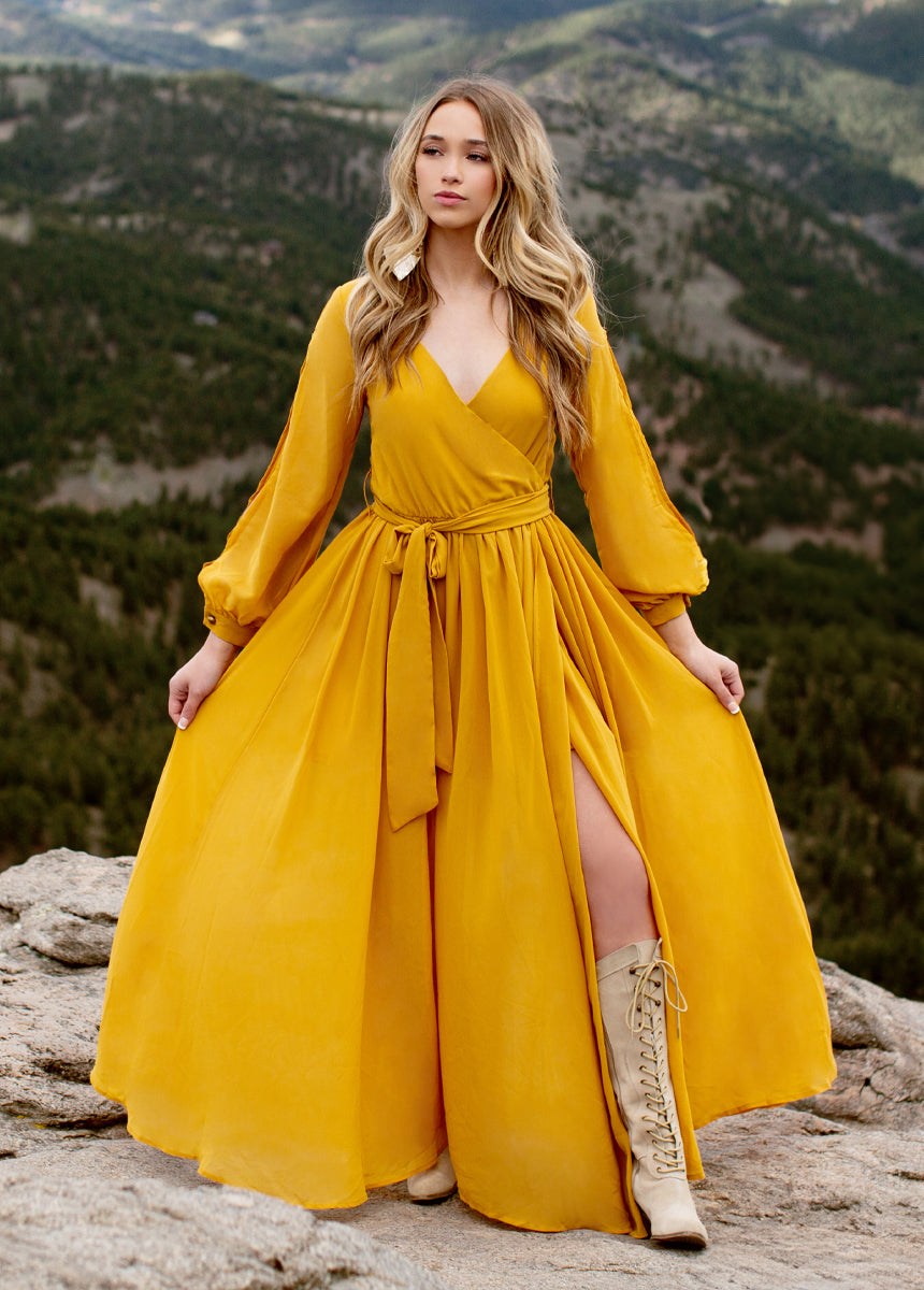 Aniya Dress in Mustard-My Prom Time