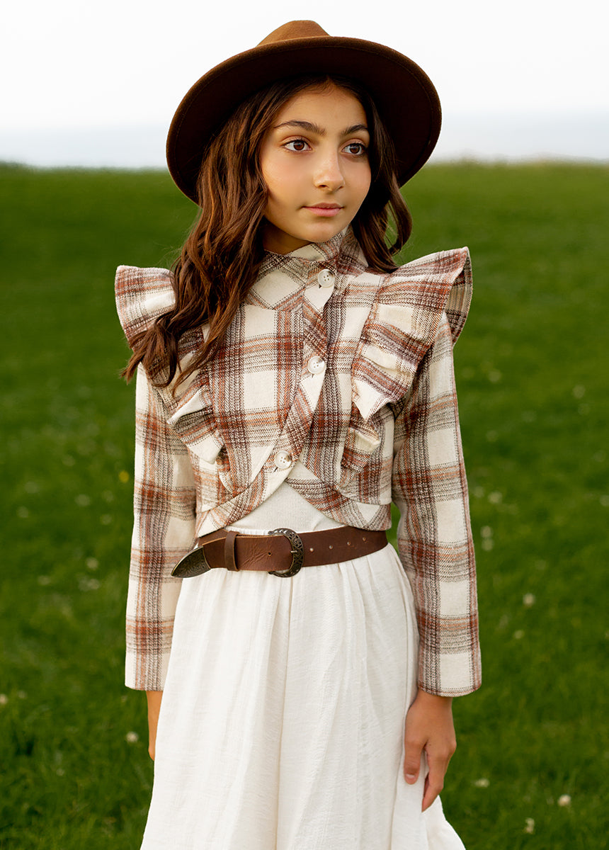 Ellery Jacket in Ecru Plaid-My Prom Time