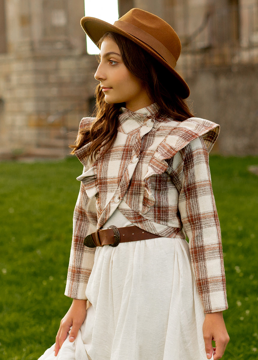 Ellery Jacket in Ecru Plaid-My Prom Time