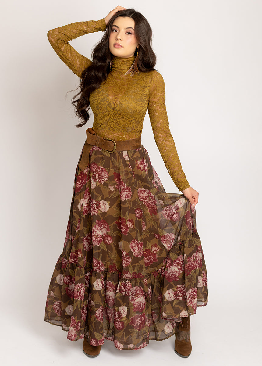 Annah Skirt in Bistre Floral-My Prom Time