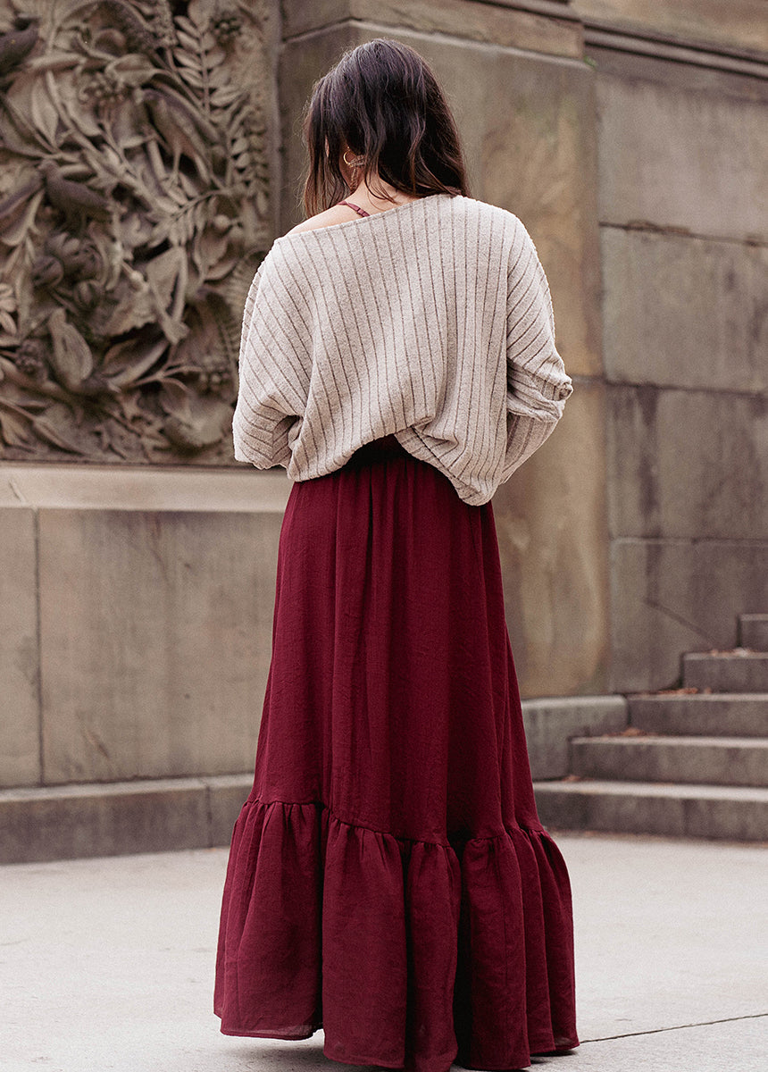 Annah Skirt in Wine-My Prom Time