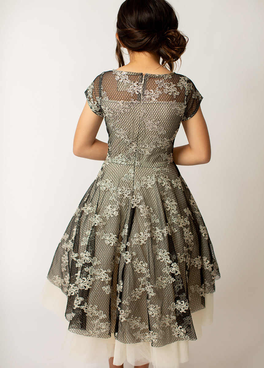 Annalise Petticoat Dress in Black Metallic-My Prom Time