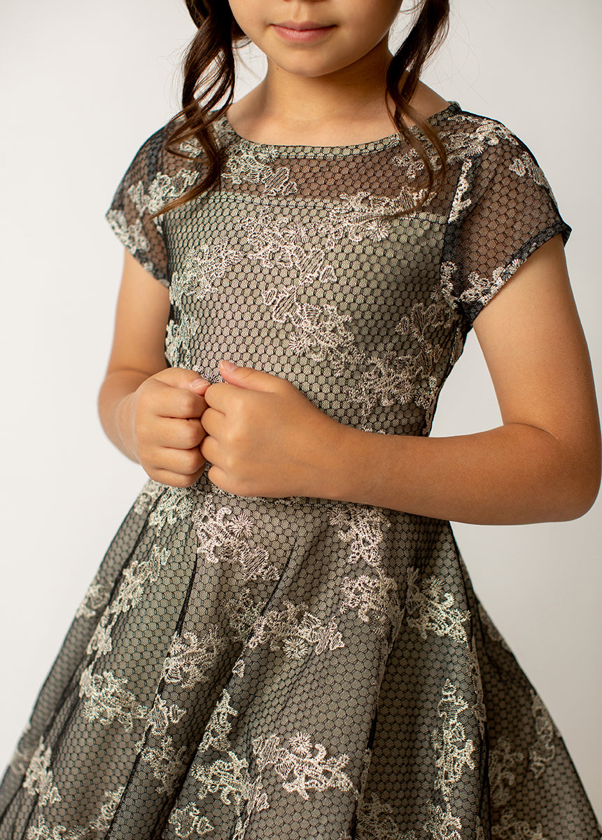 Annalise Petticoat Dress in Black Metallic-My Prom Time