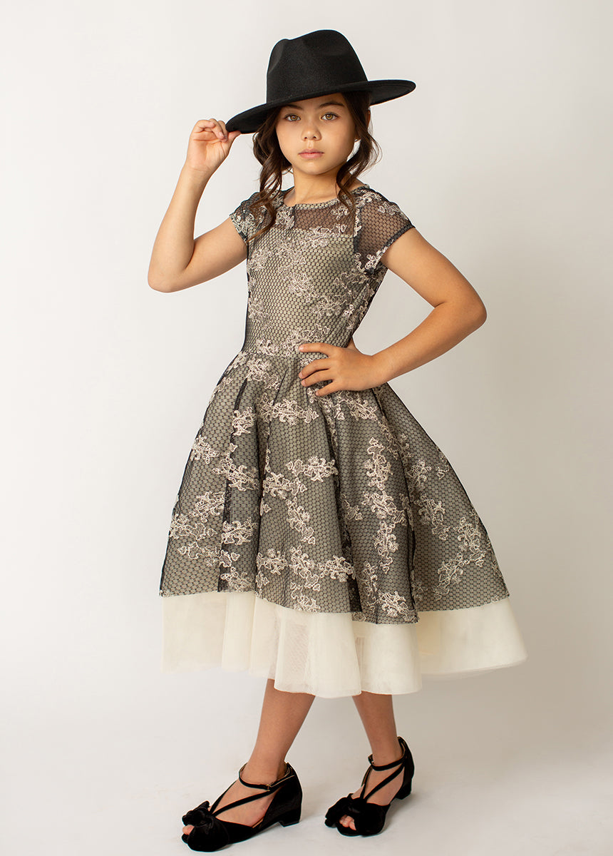 Annalise Petticoat Dress in Black Metallic-My Prom Time