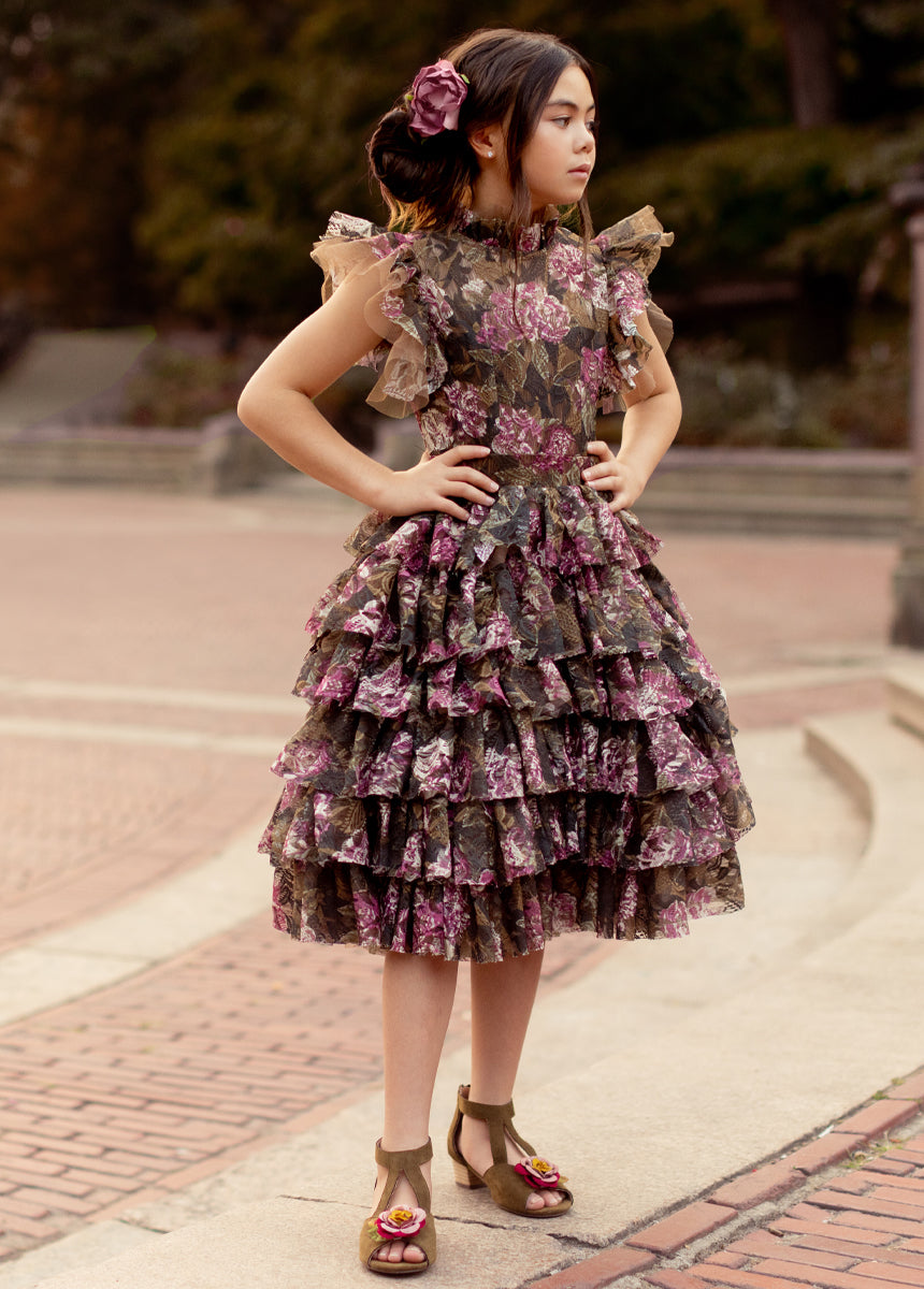Anouk Petticoat Dress in Bistre Floral-My Prom Time