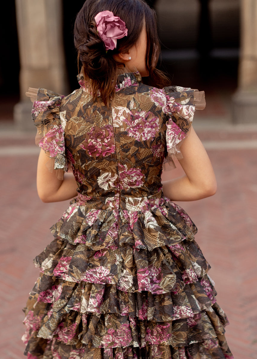 Anouk Petticoat Dress in Bistre Floral-My Prom Time