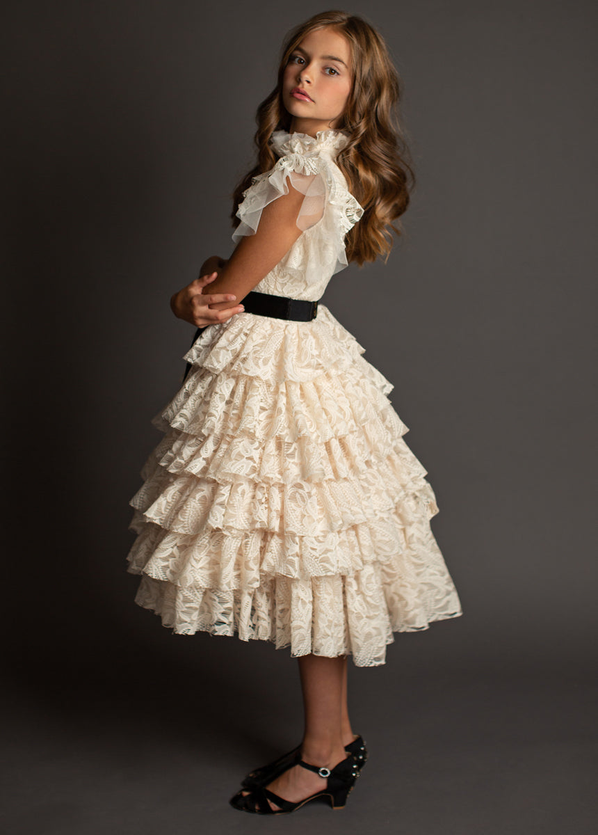 Anouk Petticoat Dress in Vintage Ivory-My Prom Time