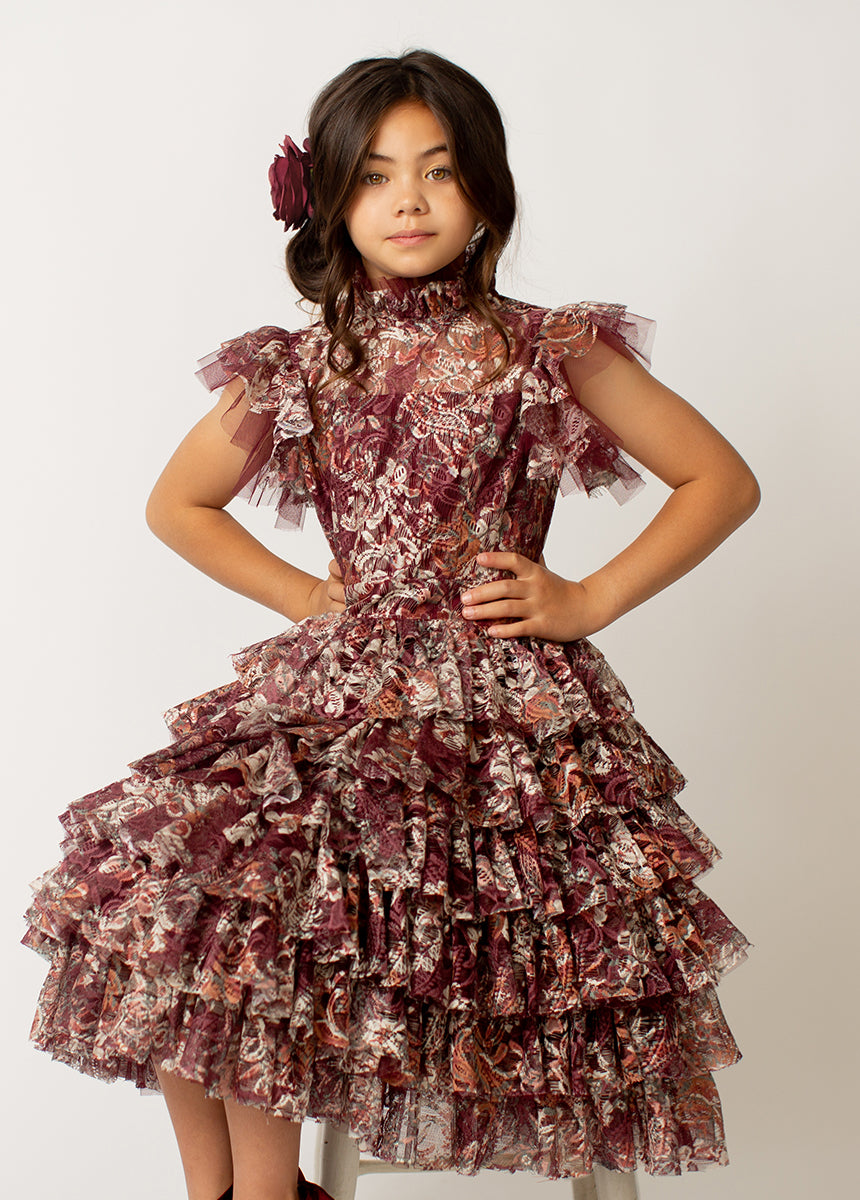 Anouk Petticoat Dress in Currant Floral-My Prom Time