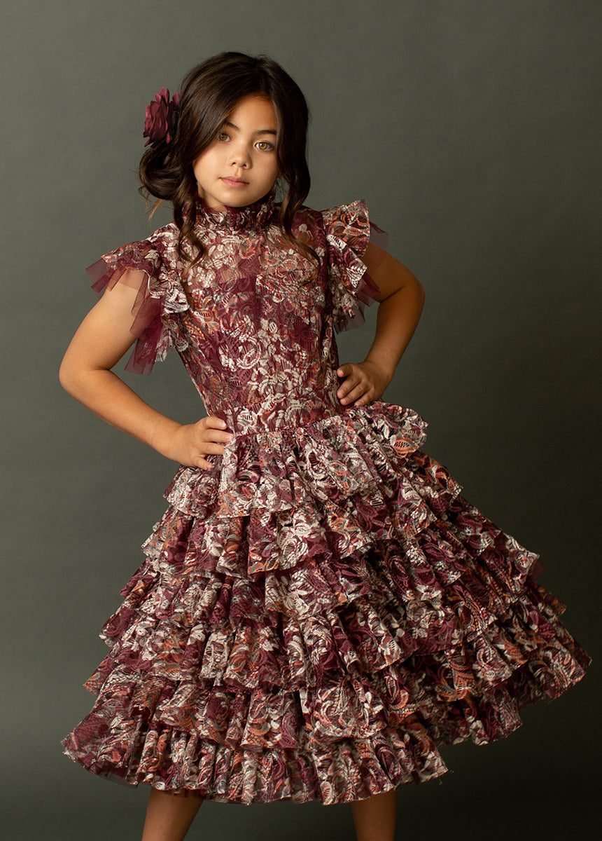 Anouk Petticoat Dress in Currant Floral-My Prom Time