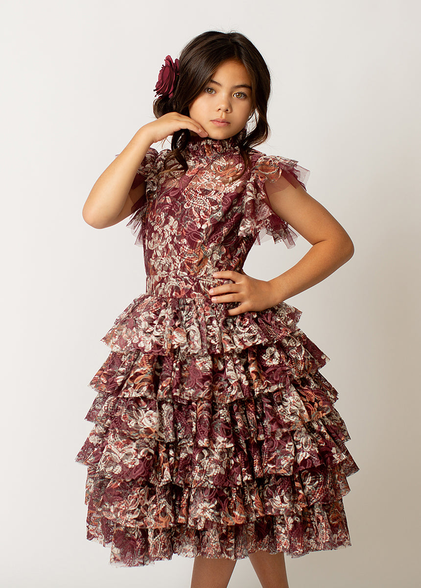 Anouk Petticoat Dress in Currant Floral-My Prom Time