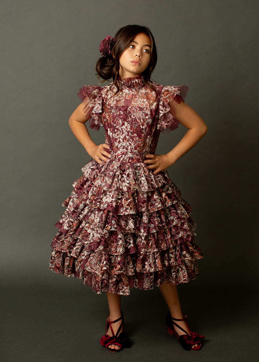 Anouk Petticoat Dress in Currant Floral-My Prom Time
